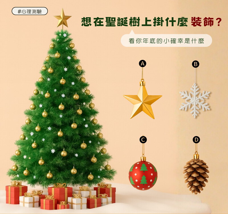 想在聖誕樹上掛什麼裝飾，看你年底最後的祝福是什麼