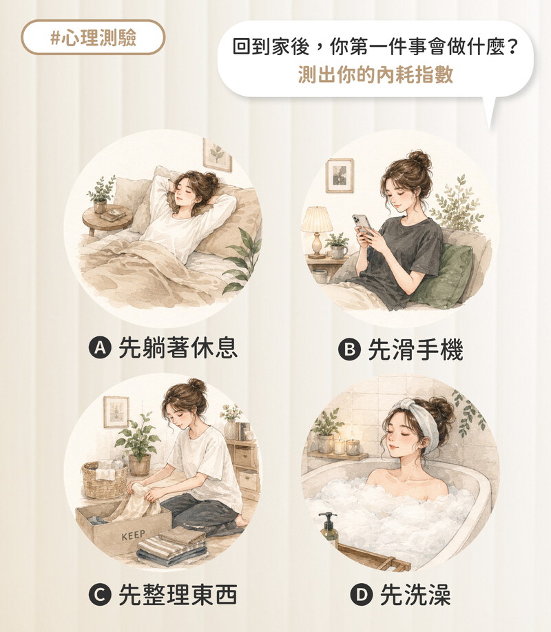 回到家後，你第一件事會做什麼？ 測出你的內耗指數