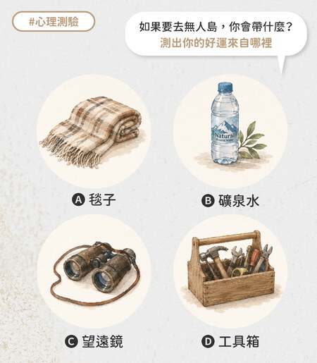 如果要去無人島，你會帶什麼？測出你的好運來自哪裡