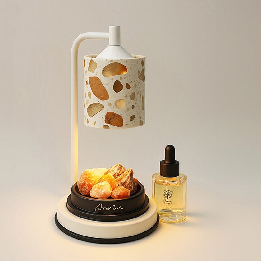 雅聞脈輪融燭香氛燈(大理石)+雅聞脈輪擴香香氛(任選1入)+雅聞脈輪水晶香氛能量寶盒