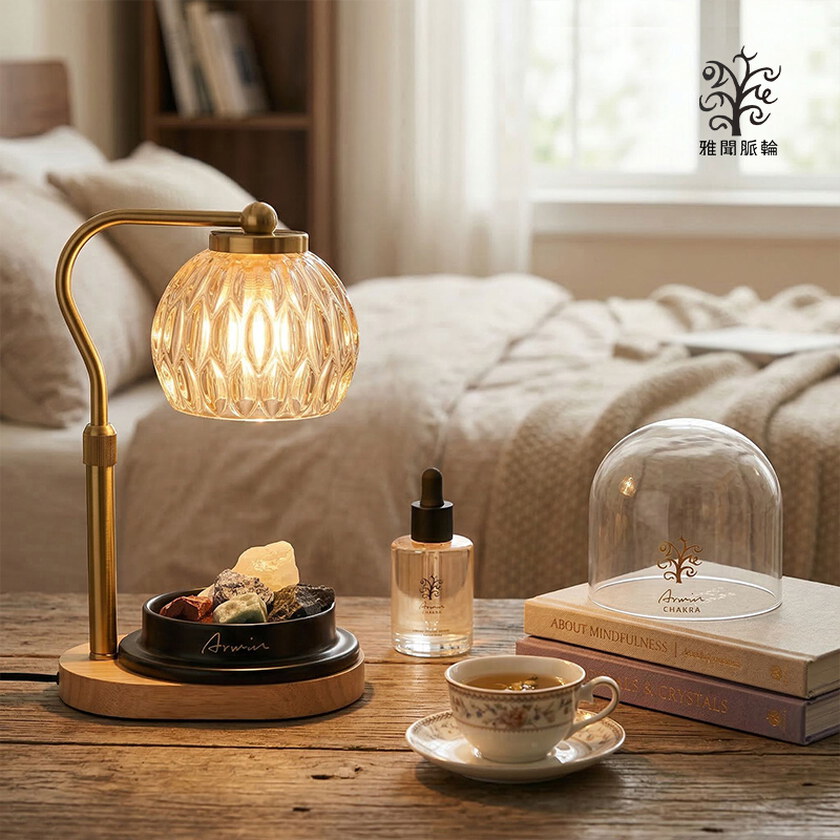 雅聞脈輪融燭香氛燈+雅聞脈輪擴香香氛(任選1入)+雅聞脈輪水晶香氛能量寶盒